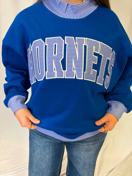 Hornets Gingham Mockneck Sweatshirt