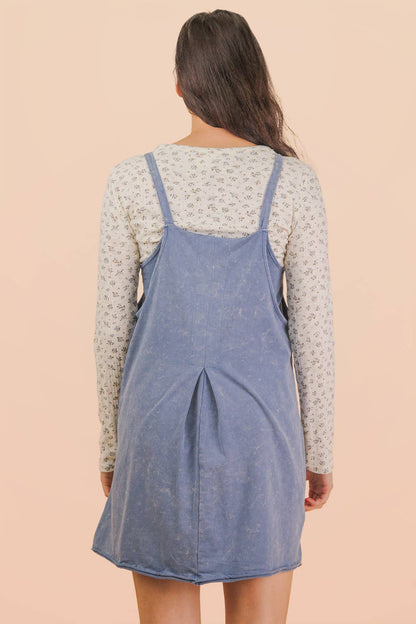 Mineral Washed Knit Mini Dress with Shorts Inside