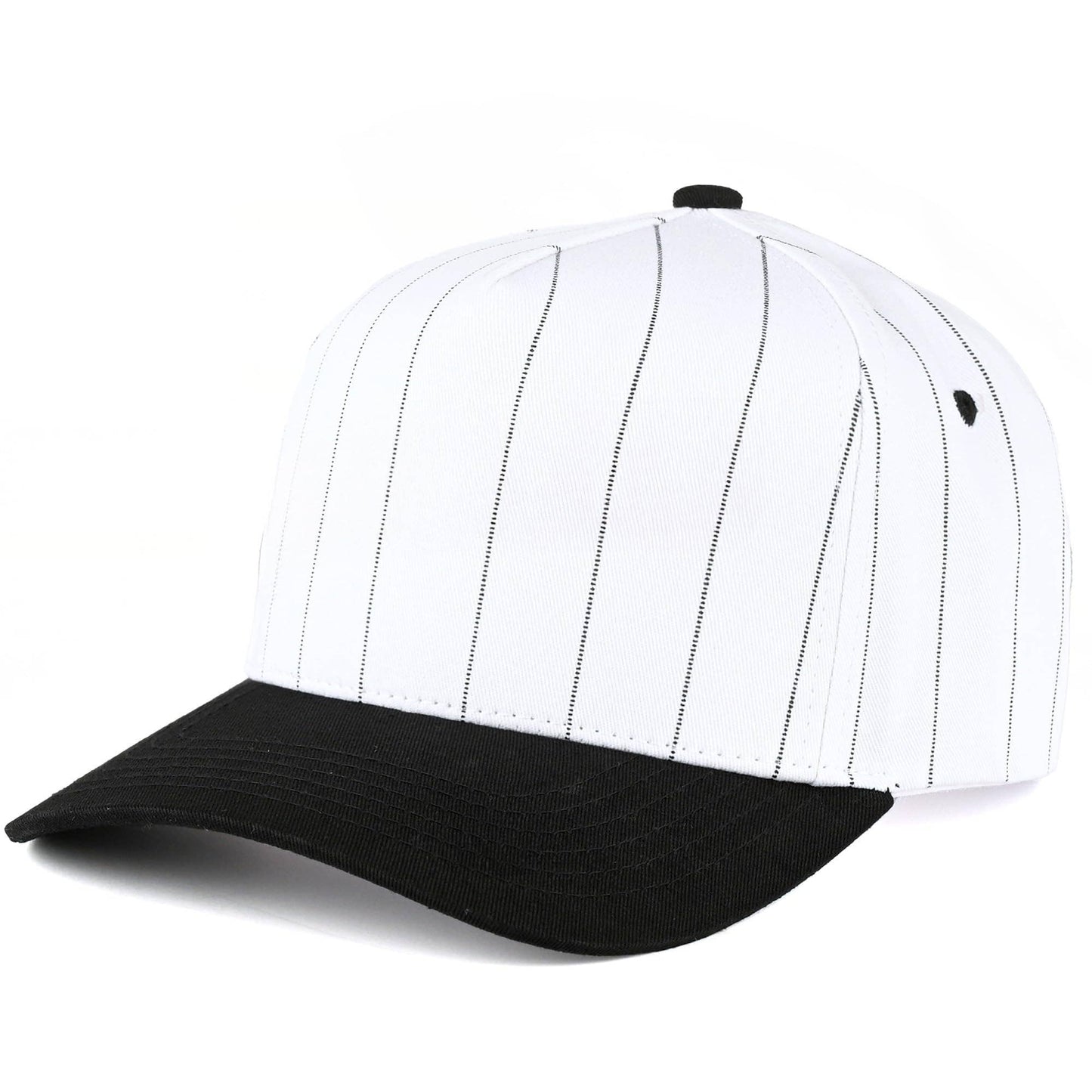 Men/Women's 2-Tone Blank Cap - Pinstripe - Black/White