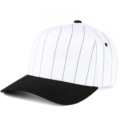 Men/Women's 2-Tone Blank Cap - Pinstripe - Black/White