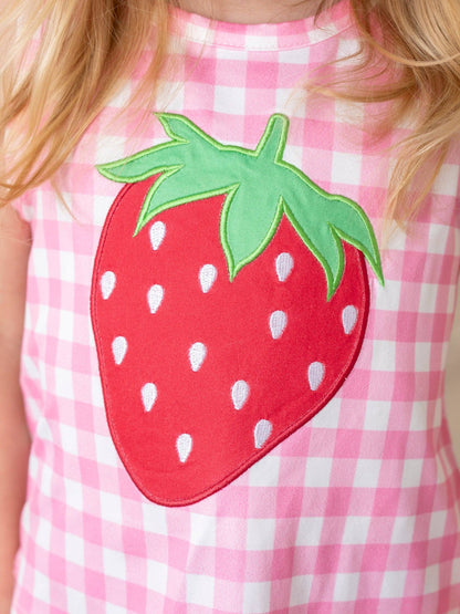 Strawberry Sweetness Embroidered Gingham Ruffle Outfit