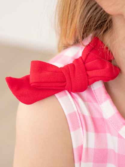 Strawberry Sweetness Embroidered Gingham Ruffle Outfit