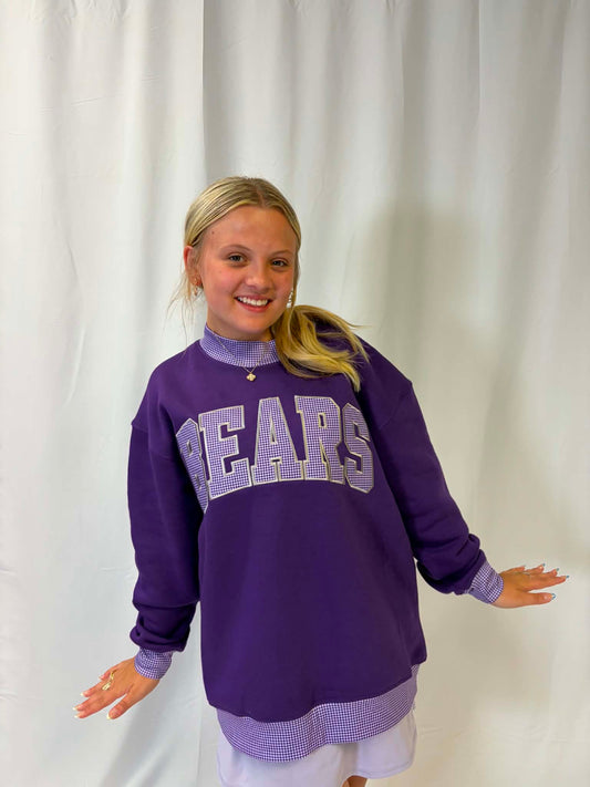 Bears Gingham Mockneck Sweatshirt