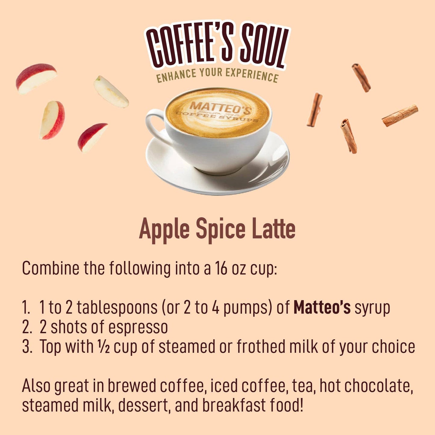Sugar Free Coffee Syrup, Apple Spice