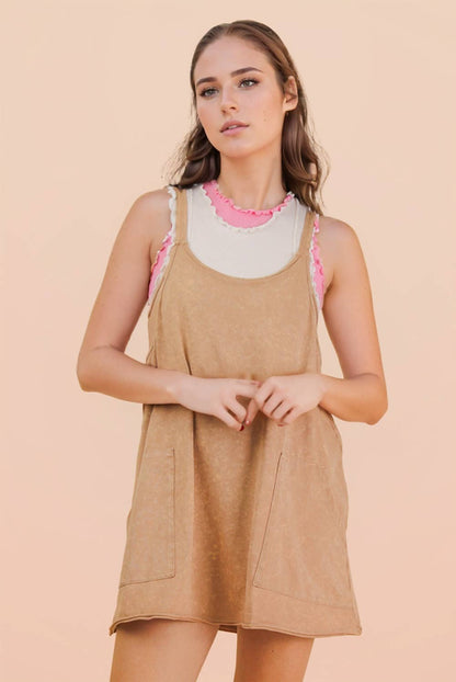 Mineral Washed Knit Mini Dress with Shorts Inside