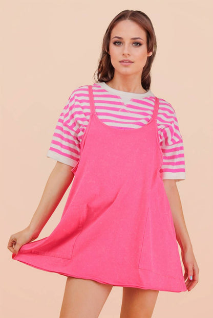 Mineral Washed Knit Mini Dress with Shorts Inside