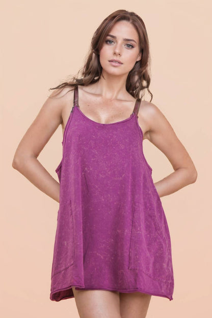 Mineral Washed Knit Mini Dress with Shorts Inside